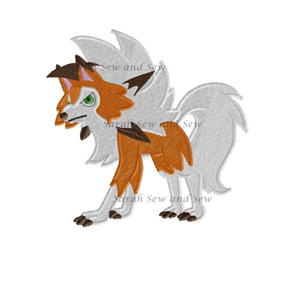 Lycanroc Embroidery Design