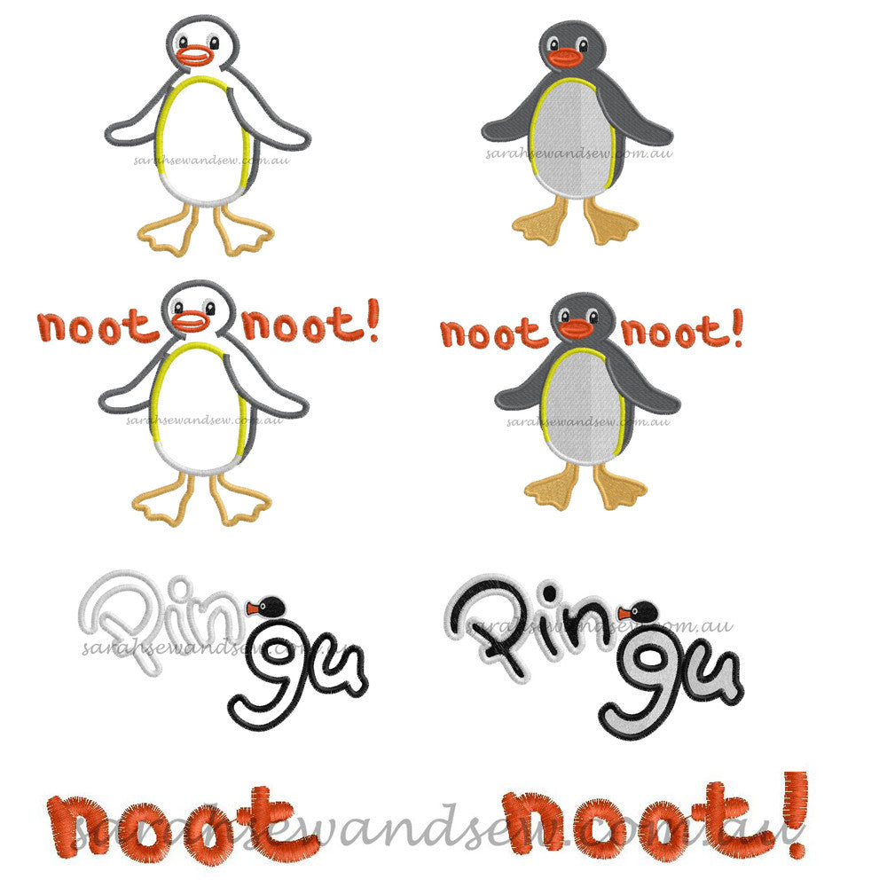 Pingu Set Embroidery Design - Sarah Sew and Sew