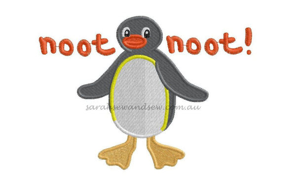 Pingu Noot Noot Embroidery Design - Sarah Sew and Sew