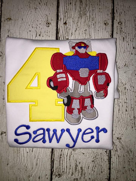 Heatwave Transformers Rescue Bot Embroidery Design - Sarah Sew and Sew