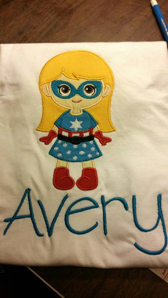 Captain America Girl Embroidery Design - Sarah Sew and Sew