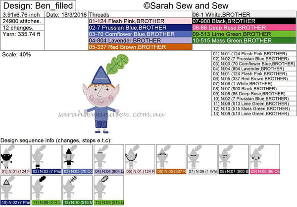 Ben and Holly Embroidery Design - Sarah Sew and Sew