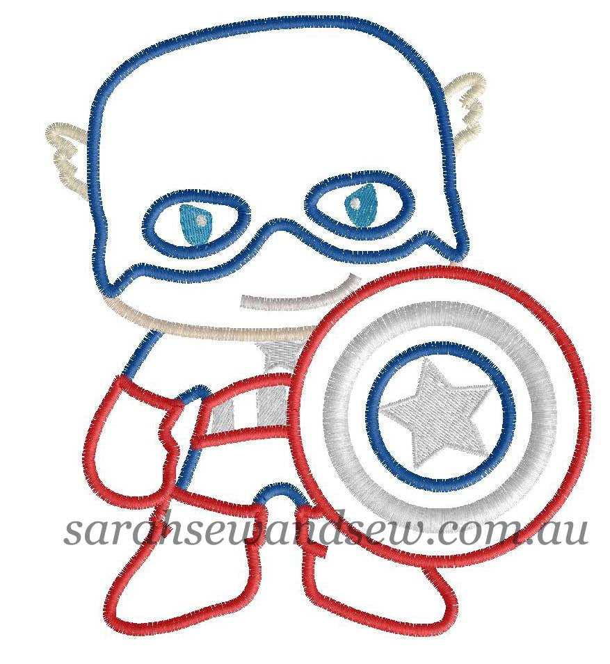 Captain America Embroidery Design - Sarah Sew and Sew