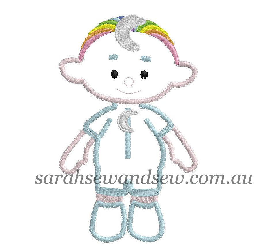 Cloud Babies Blue Embroidery Design - Sarah Sew and Sew