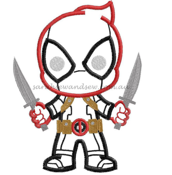 Deadpool Embroidery Design - Sarah Sew and Sew