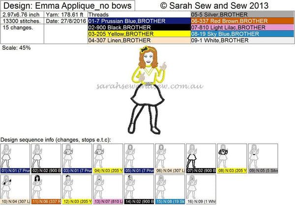 Emma Embroidery Design - Sarah Sew and Sew