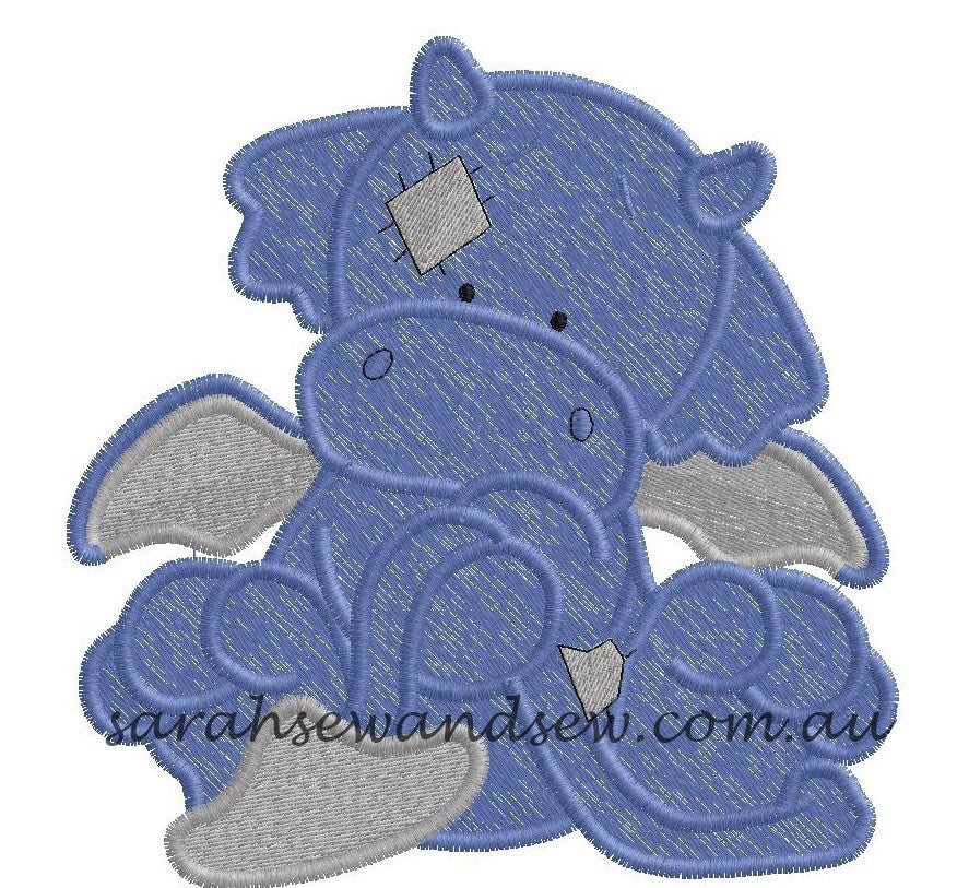 Flame Blue Nosed Friend Embroidery Design - Sarah Sew and Sew