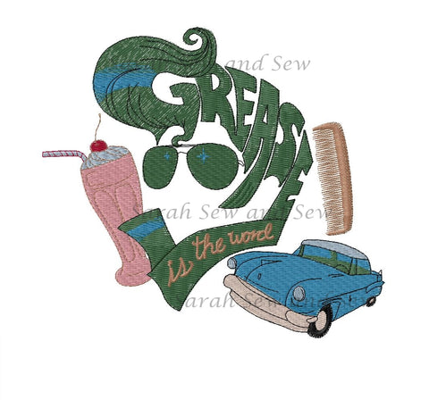 Grease is the Word Embroidery Design