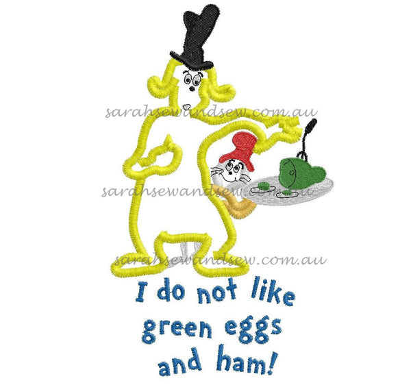 Green Eggs and Ham Embroidery Design - Sarah Sew and Sew