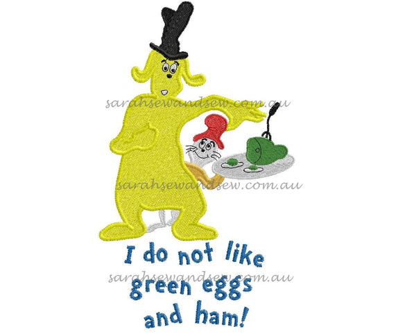 Green Eggs and Ham Embroidery Design - Sarah Sew and Sew