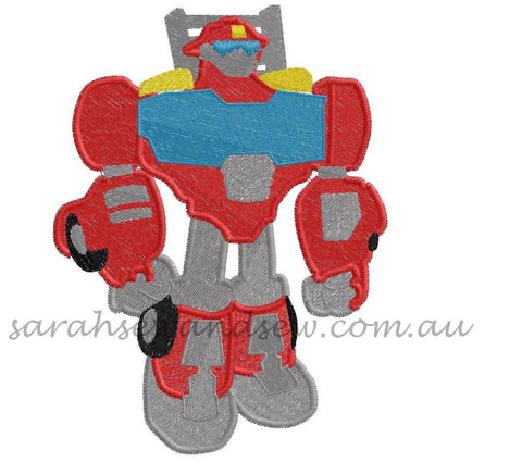Heatwave Transformers Rescue Bot Embroidery Design - Sarah Sew and Sew