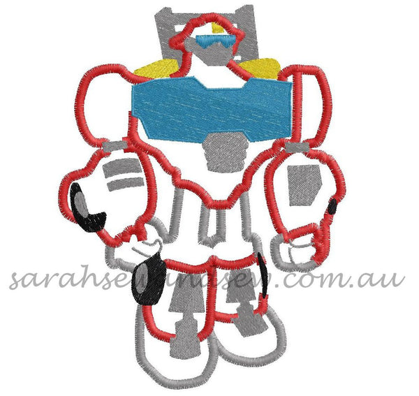 Heatwave Transformers Rescue Bot Embroidery Design - Sarah Sew and Sew