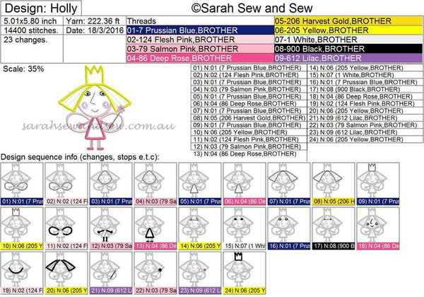 Holly Embroidery Design - Sarah Sew and Sew