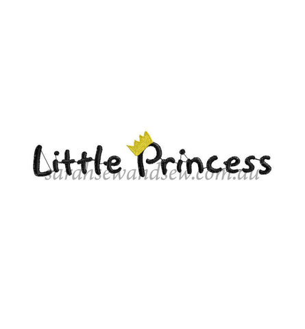 Little Princess Logo Embroidery Design - Sarah Sew and Sew