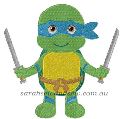 Leonardo Ninja Turtle Machine Embroidery Design - Sarah Sew and Sew