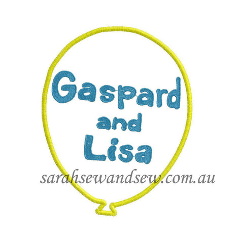 Gaspard and Lisa Logo Machine Embroidery Design - Sarah Sew and Sew