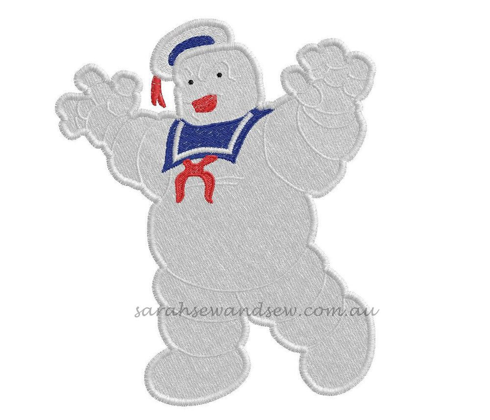 Ghostbusters Marshmallow Man Embroidery Design - Sarah Sew and Sew