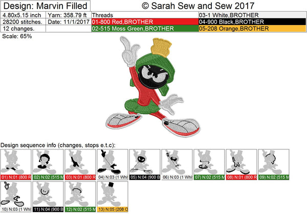 Marvin the Martian Embroidery Design