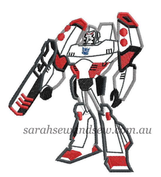 Megatron Transformers Embroidery Design - Sarah Sew and Sew