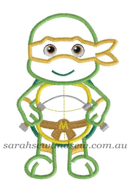 Michelangelo Ninja Turtle Machine Embroidery Design - Sarah Sew and Sew