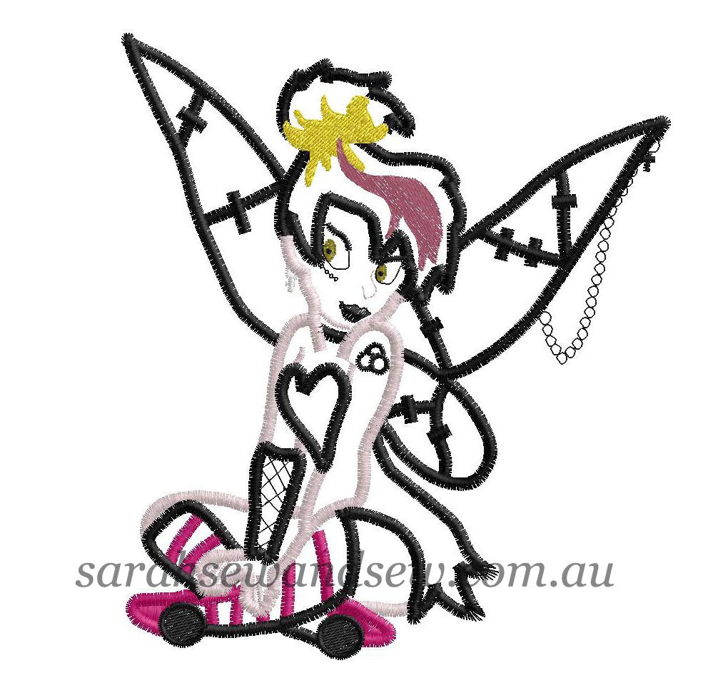 Naughty Tinkerbell Embroidery Design - Sarah Sew and Sew