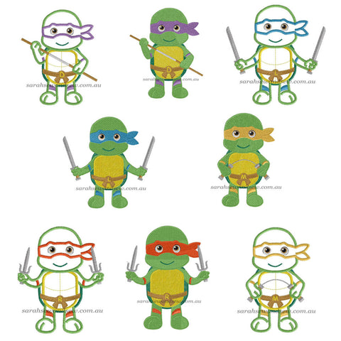 Teenage Mutant Ninja Turtle Embroidery Design Set - Sarah Sew and Sew