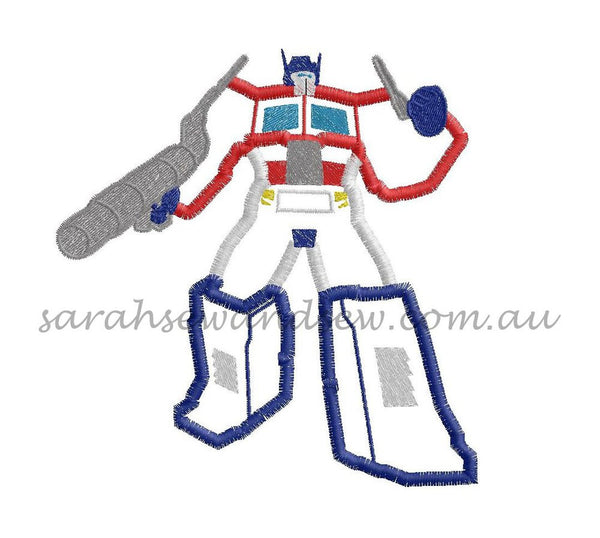 Optimus Prime Transformers Embroidery Design - Sarah Sew and Sew