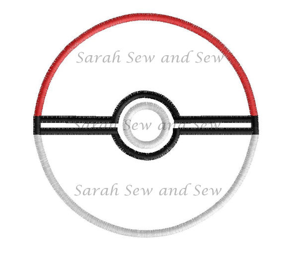 Pokeball (Pokemon Ball) Embroidery Design