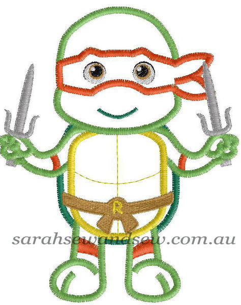 Raphael Ninja Turtle Machine Embroidery Design - Sarah Sew and Sew