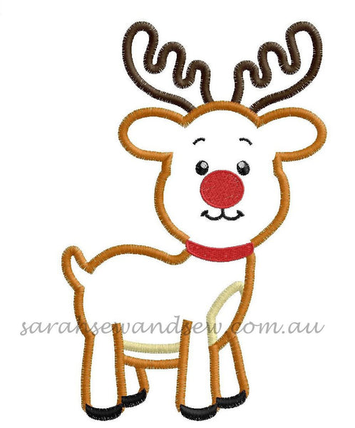 Rudolph Machine Embroidery Design - Sarah Sew and Sew