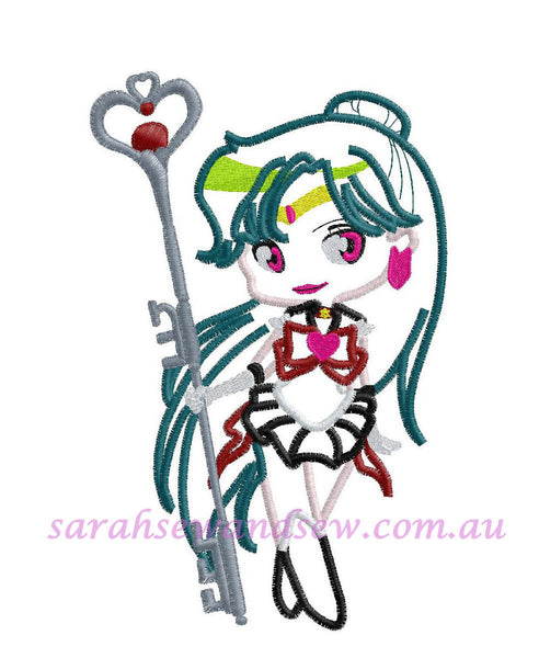 Sailor Pluto Embroidery Design (Sailor Moon Cutie) - Sarah Sew and Sew