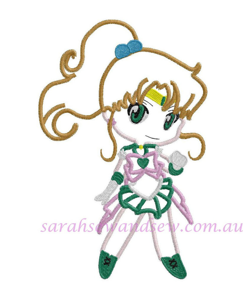 Sailor Jupiter Embroidery Design (Sailor Moon Cutie) - Sarah Sew and Sew
