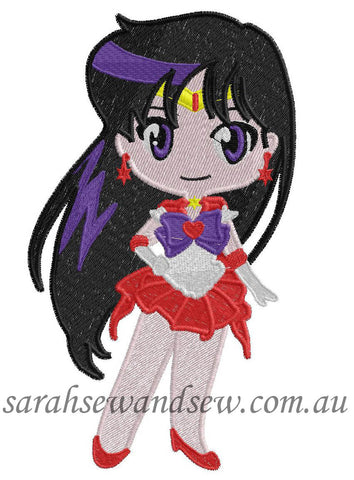 Sailor Mars Embroidery Design (Sailor Moon Cutie) - Sarah Sew and Sew