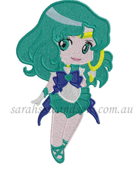 Sailor Neptune Embroidery Design (Sailor Moon Cutie) - Sarah Sew and Sew