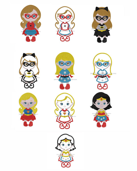 Super Hero Girls Cutie Embroidery Design Set - Sarah Sew and Sew