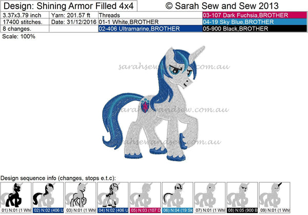 Shining Armor My Little Pony Embroidery Design - Sarah Sew and Sew