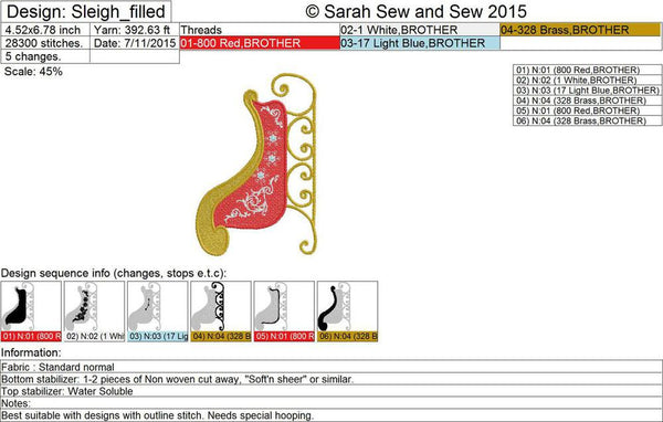 Santa Sleigh Embroidery Design - Sarah Sew and Sew