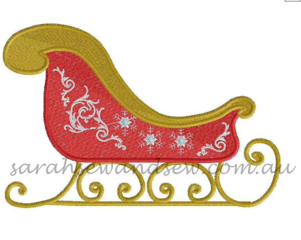Santa Sleigh Embroidery Design - Sarah Sew and Sew