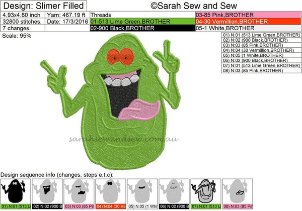 Ghosbusters Slimer Embroidery Design - Sarah Sew and Sew