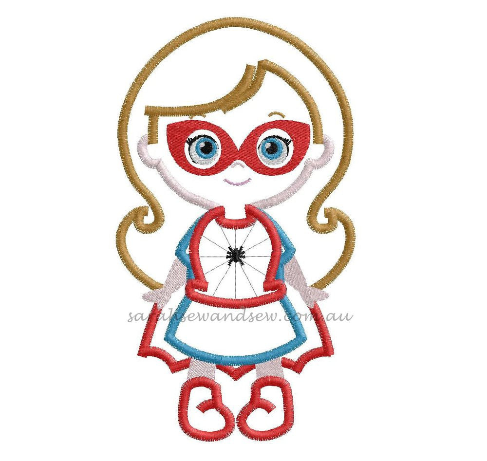 Spidey (Spider) Girl Super Hero Cutie Embroidery Design - Sarah Sew and Sew