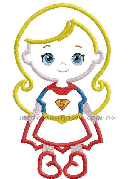 Super Girl Super Hero Cutie Embroidery Design - Sarah Sew and Sew