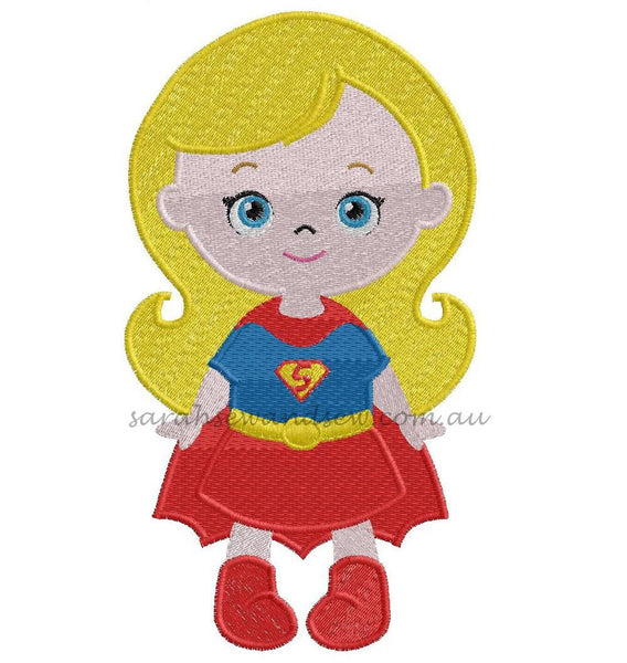 Super Girl Super Hero Cutie Embroidery Design - Sarah Sew and Sew
