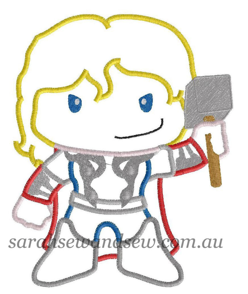 Thor Embroidery Design - Sarah Sew and Sew