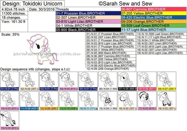 Tokidoki Unicorn Machine Embroidery Design - Sarah Sew and Sew