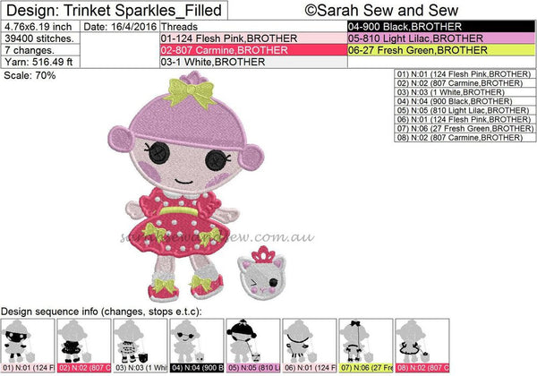 Trinket Sparkles Embroidery Design - Sarah Sew and Sew