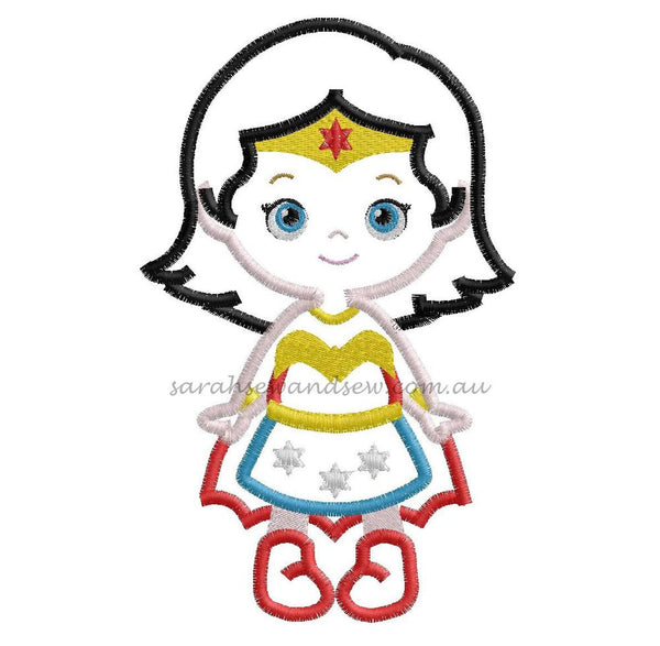 Super Hero Girls Cutie Embroidery Design (Applique & Filled) Set - Sarah Sew and Sew