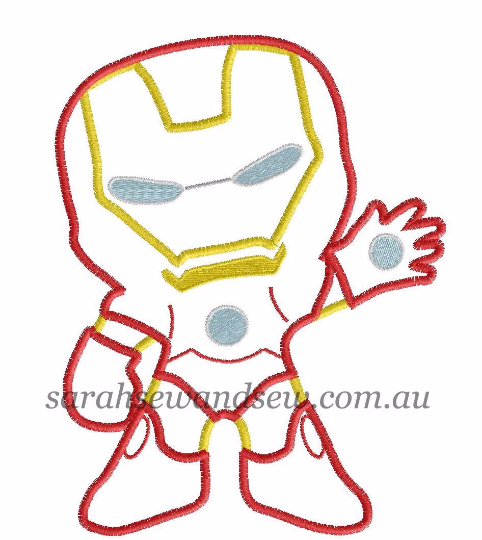 Iron Man Machine Embroidery Design - Sarah Sew and Sew