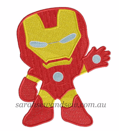 Iron Man Machine Embroidery Design - Sarah Sew and Sew