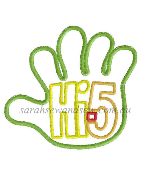 Hi 5 Embroidery Design Embroidery Design - Sarah Sew and Sew