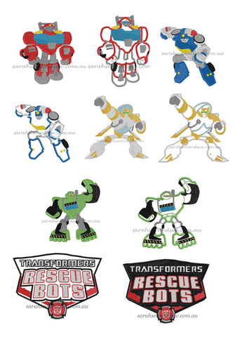 Transformers Rescue Bot 10 Design Set (Embroidery Design) - Sarah Sew and Sew